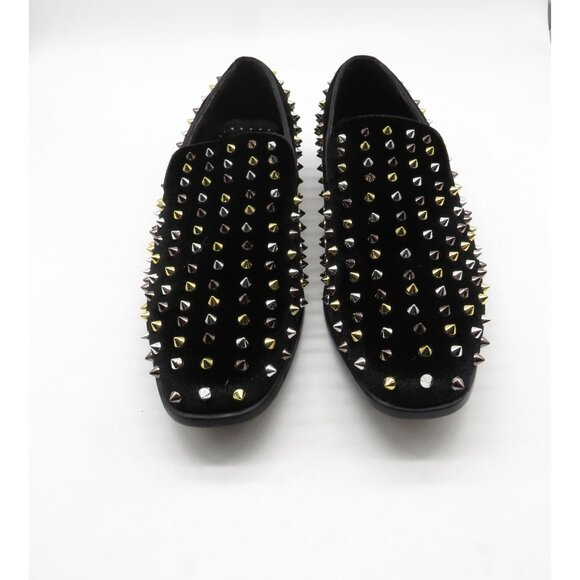 Stacy Adams Black Velvet Slip On Loafers Gold & Silver Spikes 8.5 NEW main image 4